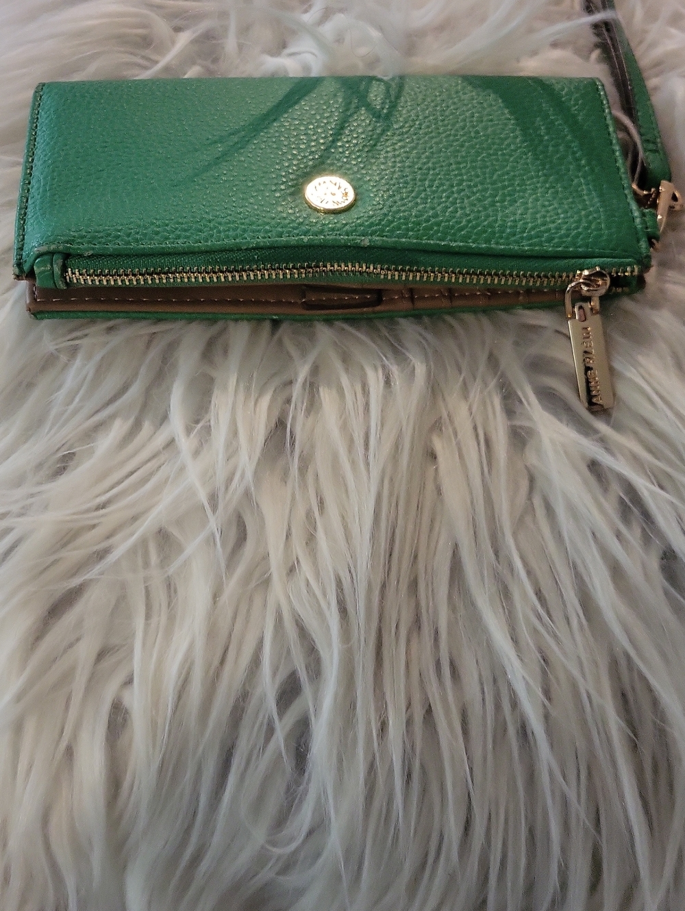 Anne Klein Kelly Green Wristlet Wallet with Gold Accent - 💚 - Picture 2 of 6